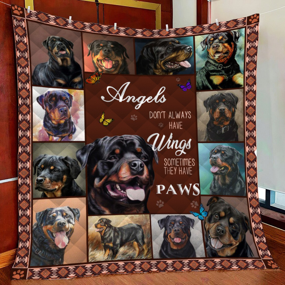 My Angel Dog Rottweiler Fleece Blanket Quilt Blanket