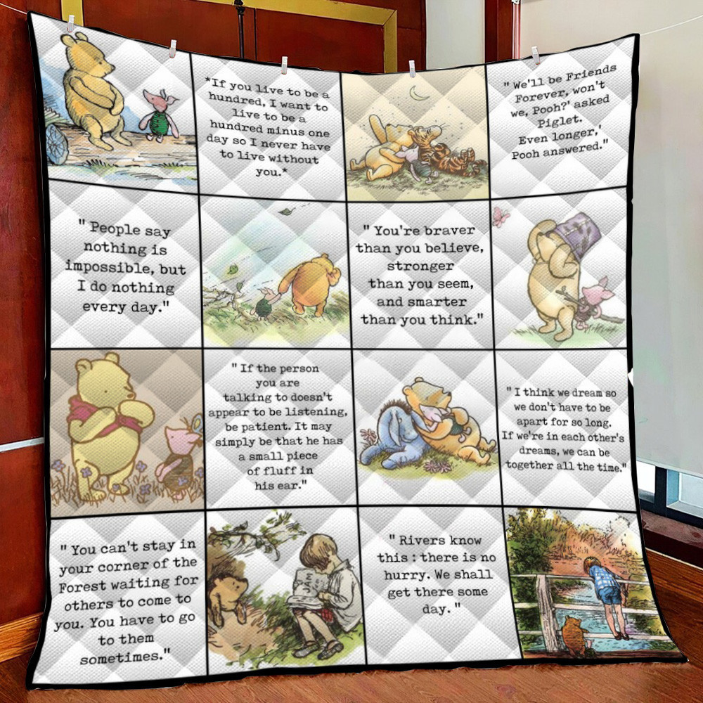 Pooh And Fri Fleece Blanket Quilt Blanket