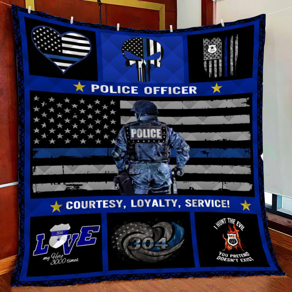 Police Officer Couy Loyalty Fleece Blanket Quilt Blanket