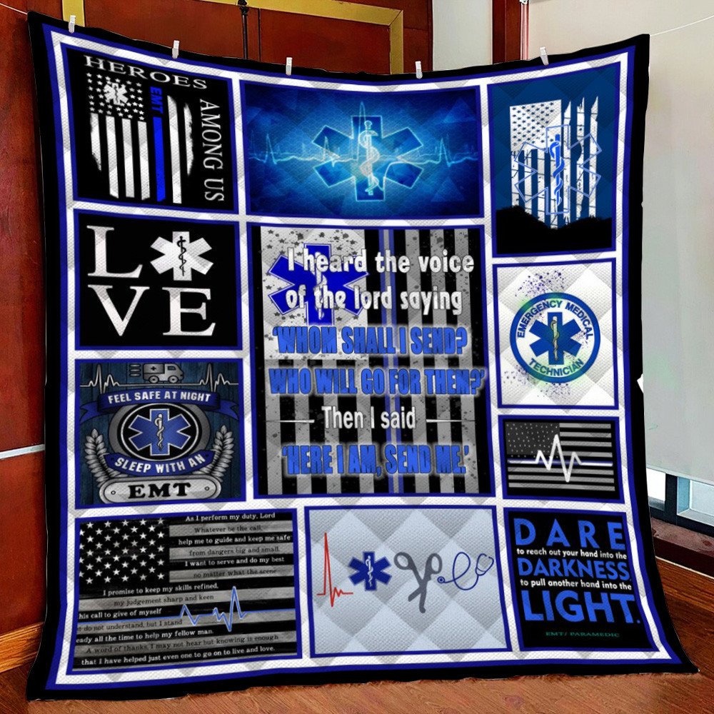 Emt Paramedic Thin White Line Fleece Blanket Quilt Blanket