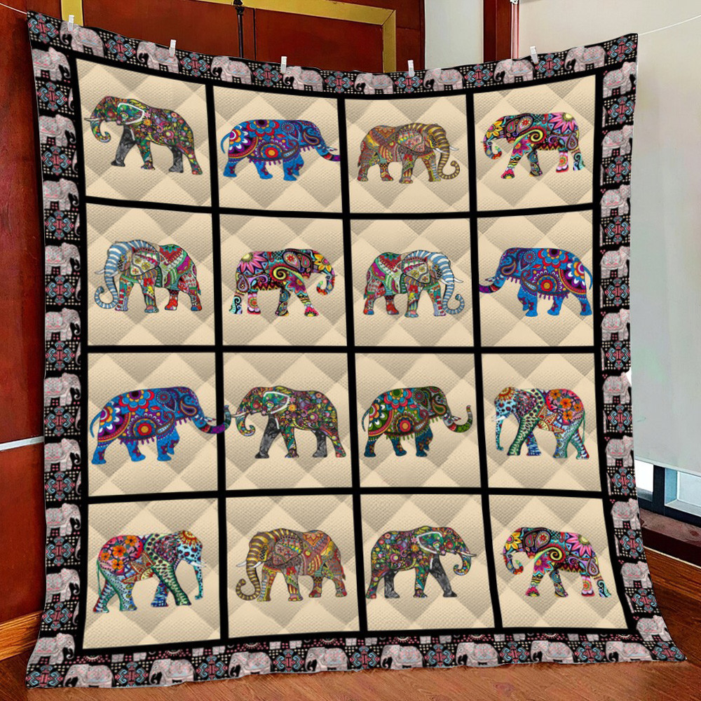 Elephant 3 Fleece Blanket Quilt Blanket