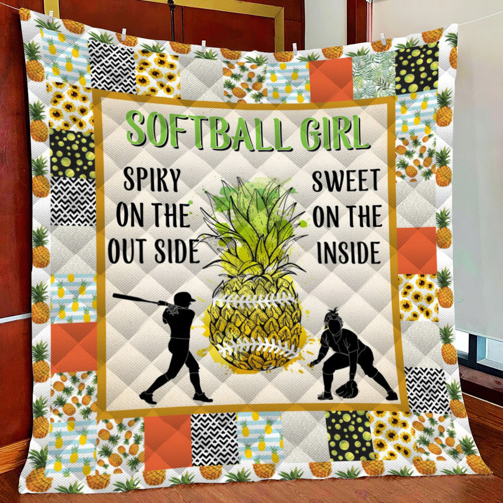 Softball Girl Fleece Blanket Quilt Blanket