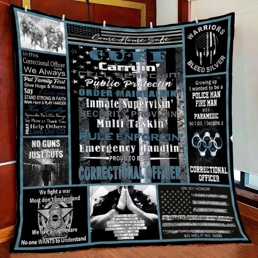 Thin Gray Line Correction Officer Fleece Blanket Quilt Blanket