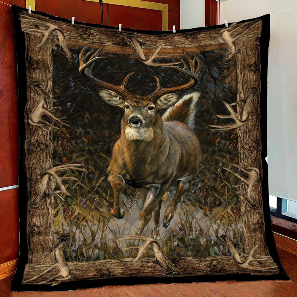 Deer Hunting Fleece Blanket Quilt Blanket For Bed