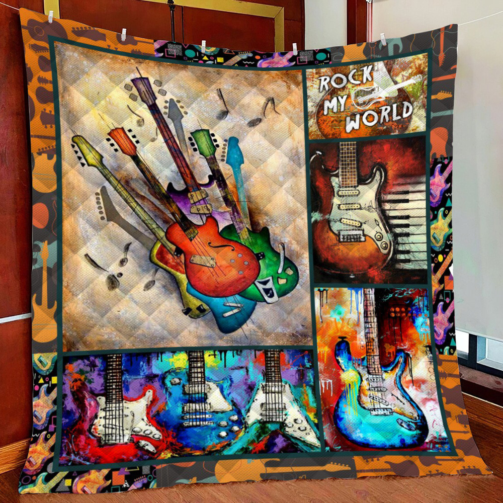 Guitt Rock My World Fleece Blanket Quilt Blanket