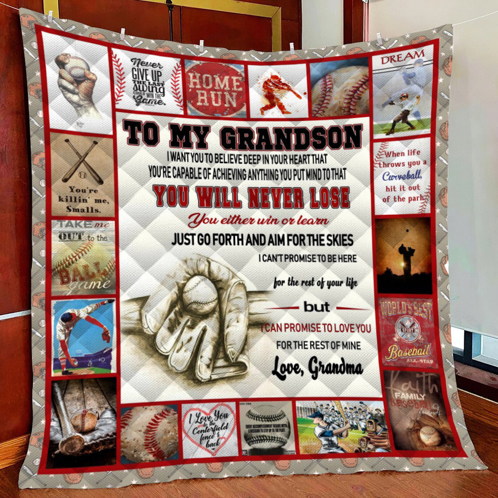 Baseball Gron Love Grandpa Fleece Blanket Quilt Blanket