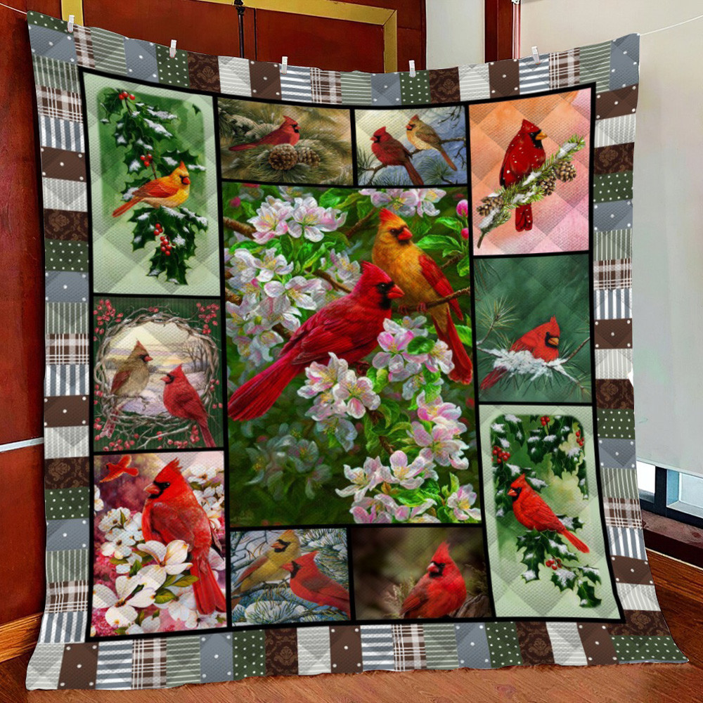 Cardinal B Fleece Blanket Quilt Blanket