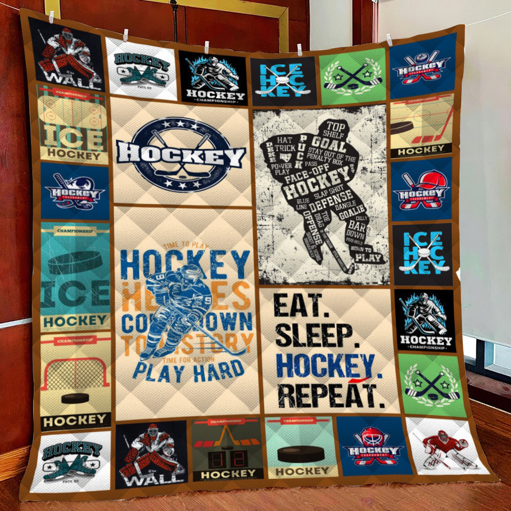 Ealeep. Hockey. Repeat. Fleece Blanket Quilt Blanket