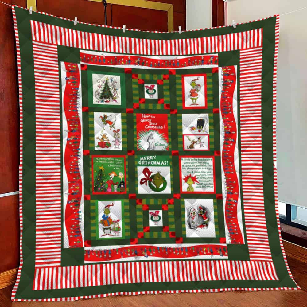 The Grinch Fleece Blanket Quilt Blanket
