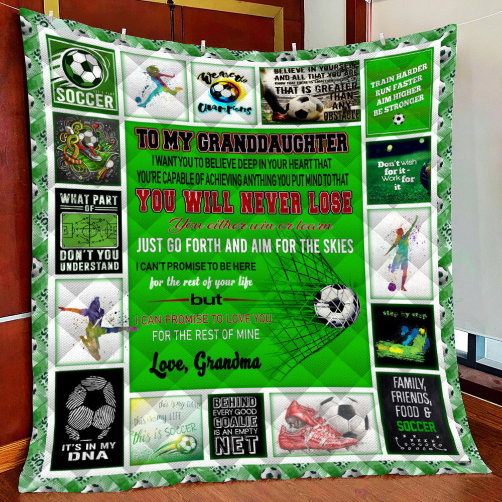 Soccer Granddaughter Love Grandma Fleece Blanket Quilt Blanket