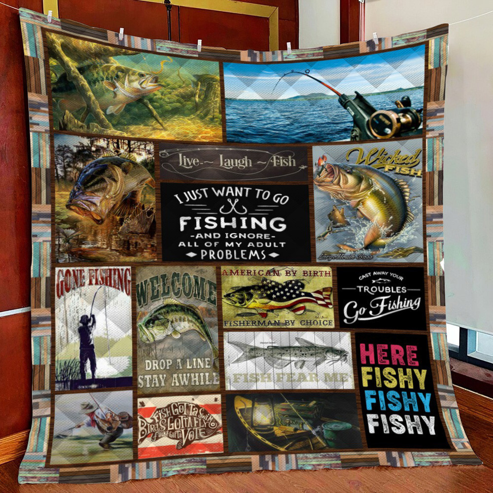 Fishing Fleece Blanket Quilt Blanket For Bed