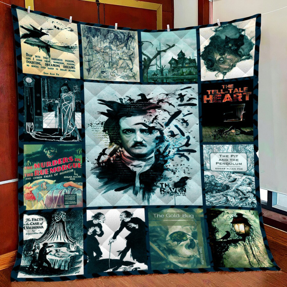 Edgar Allan Poe Fleece Blanket Quilt Blanket