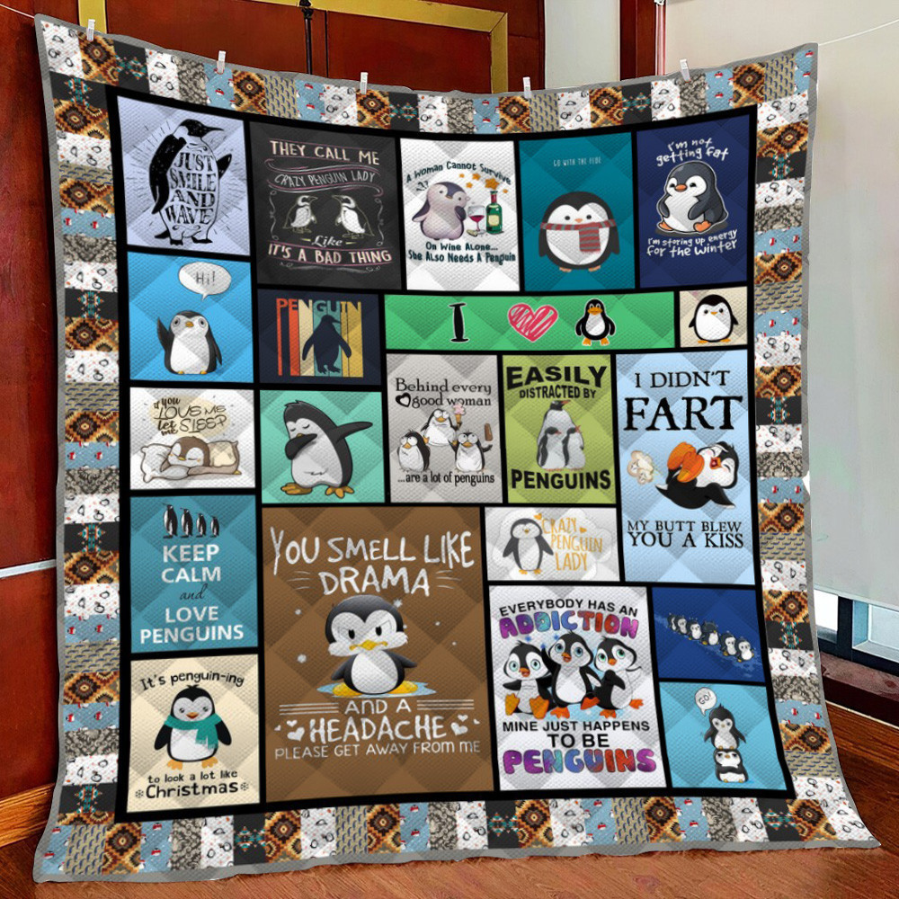 Crazy Penguin Fleece Blanket Quilt Blanket