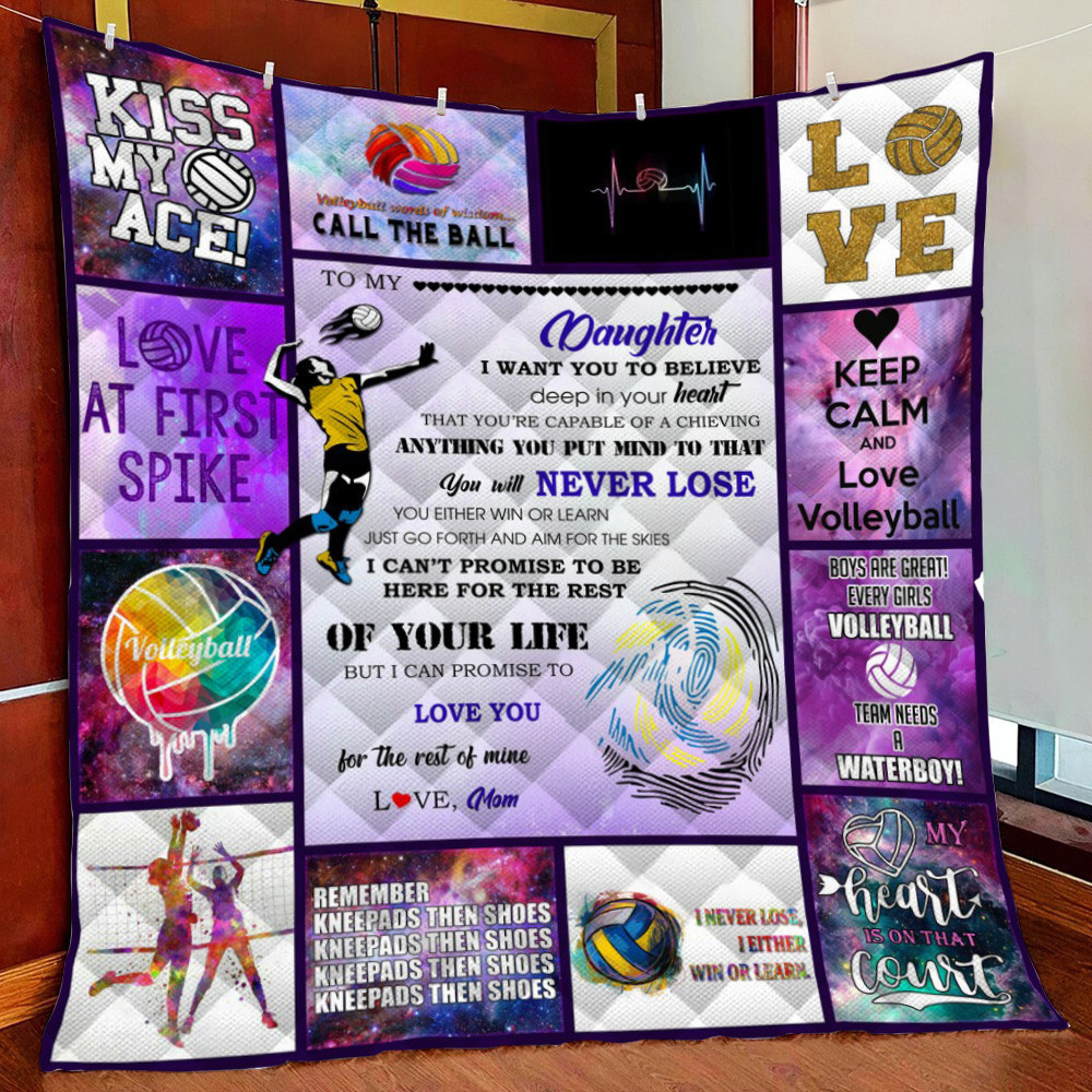 Volleyball Daughter Love Mom Fleece Blanket Quilt Blanket