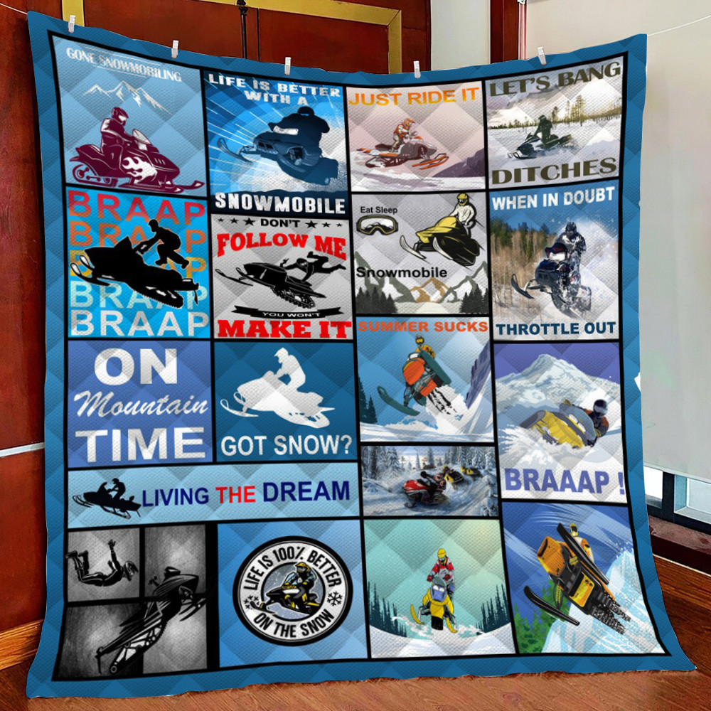 Snowmobiling Qu Fleece Blanket Quilt Blanket For Bed