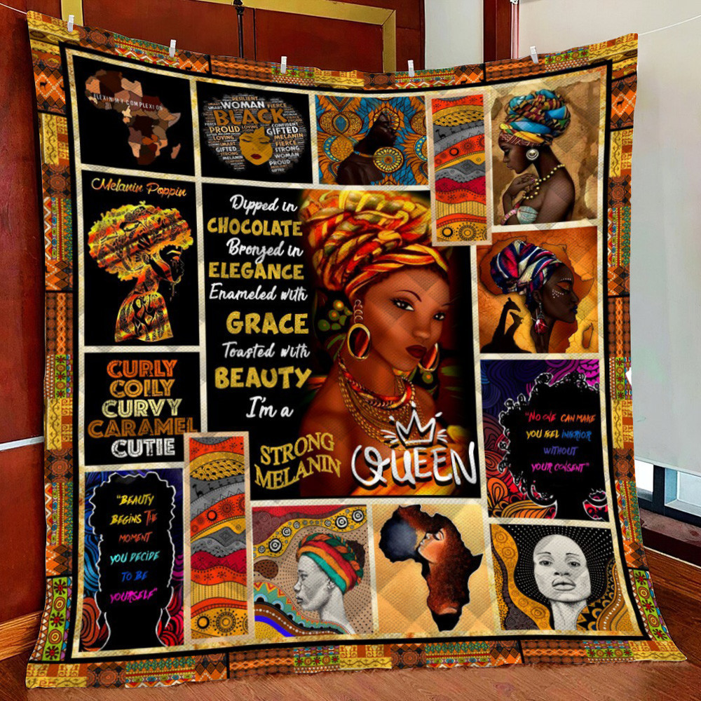 Strong Melanin Queen Fleece Blanket Quilt Blanket