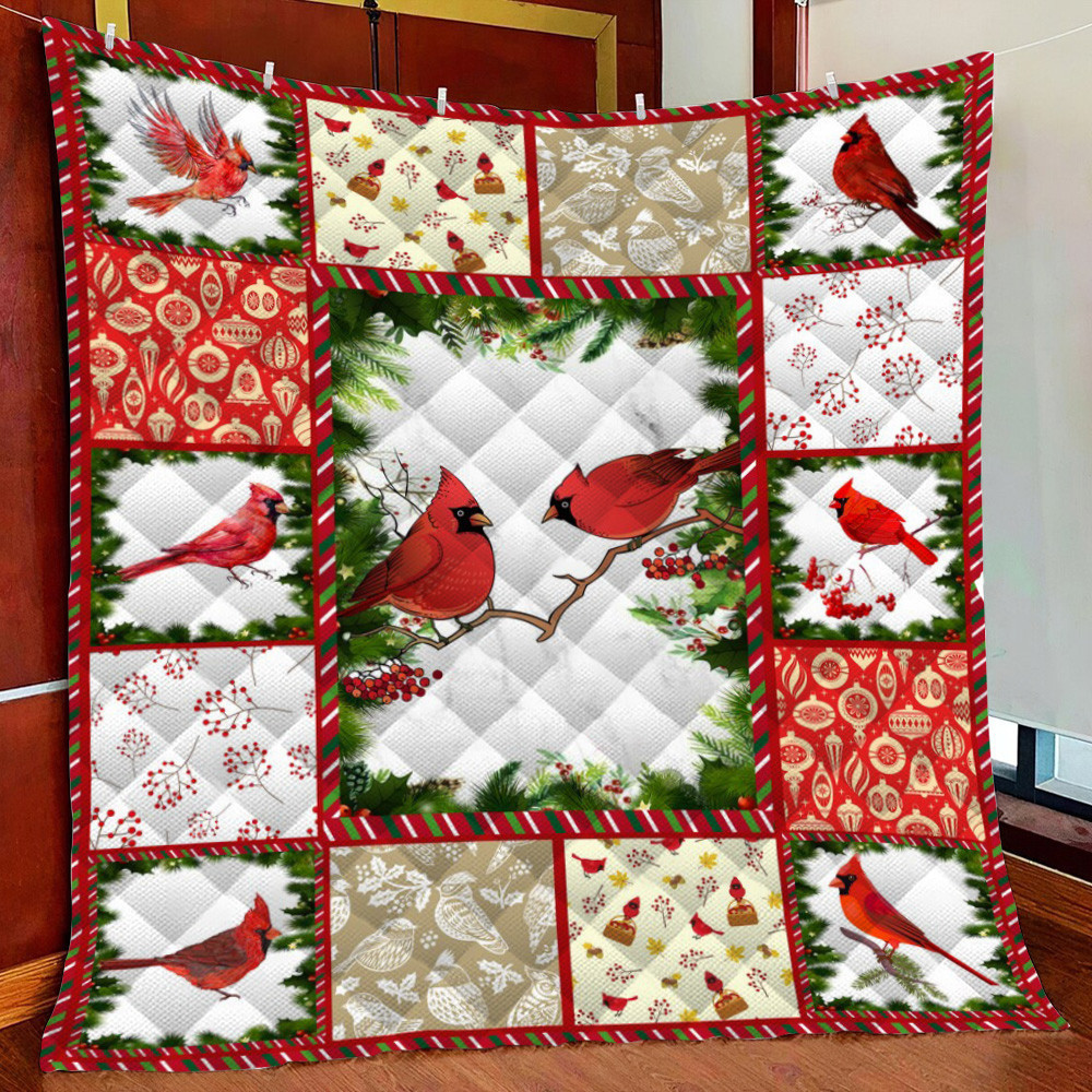 Cardinal Bird Fleece Blanket Quilt Blanket