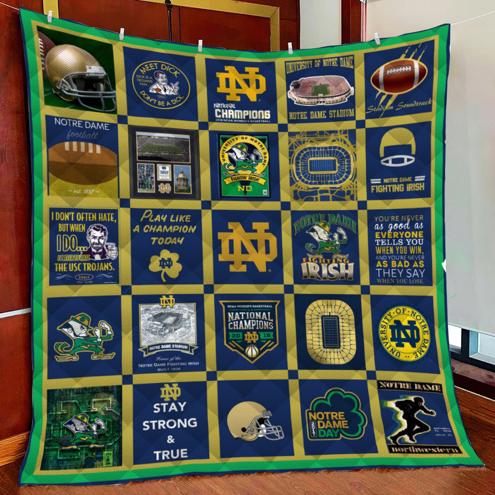 Notre Dame Fighting h Ver1 Fleece Blanket Quilt Blanket