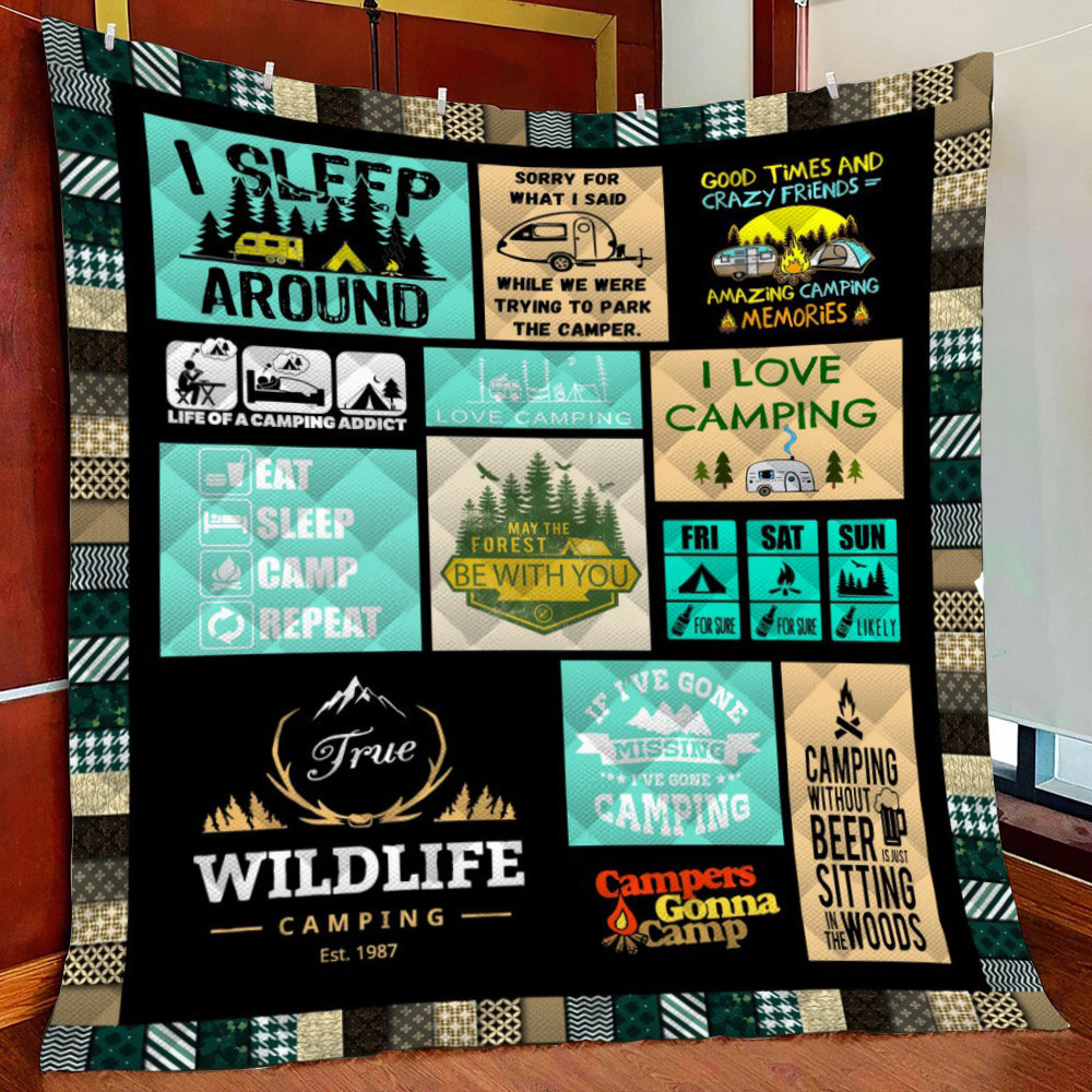 Love Camping Blanket Fleece Blanket Quilt Blanket