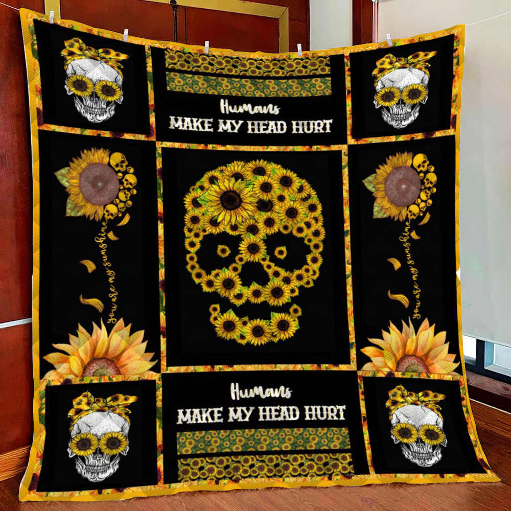 Sunflowkull Fleece Blanket Quilt Blanket For Bed