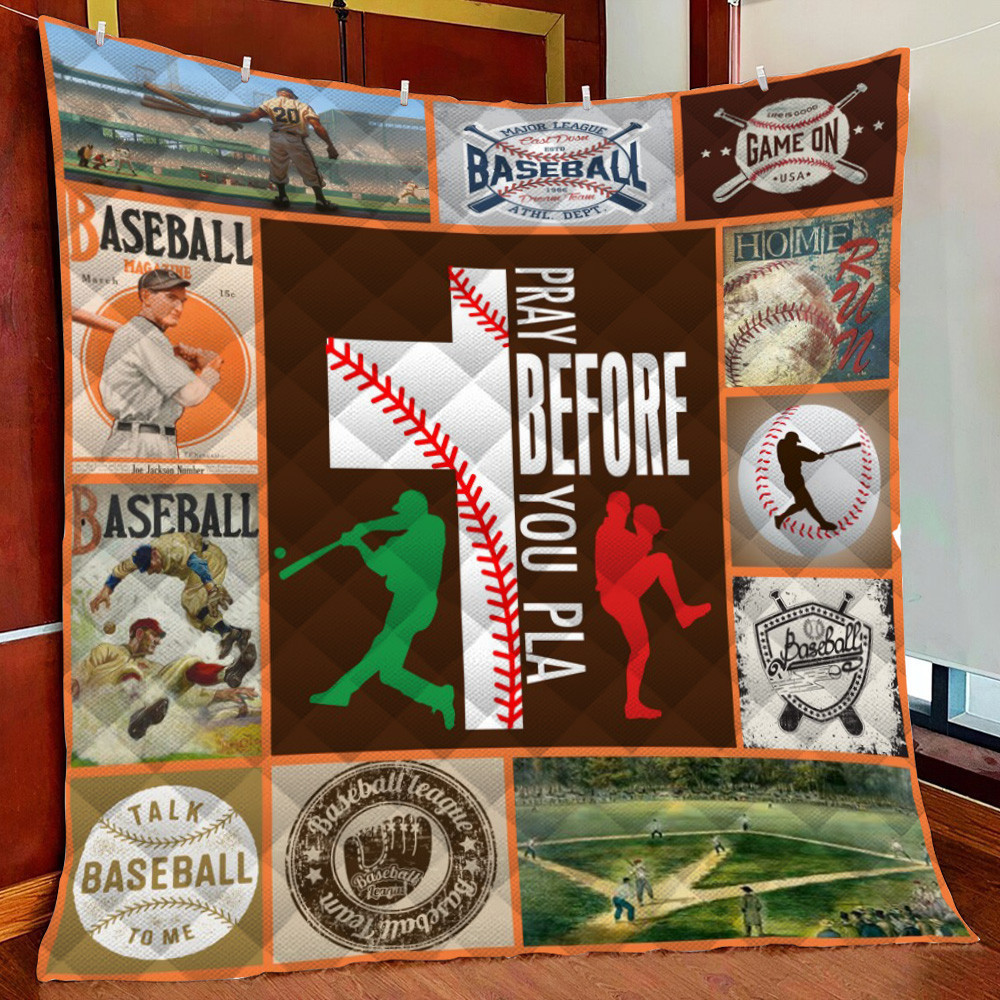 Baseball Pray Before You Play Fleece Blanket Quilt Blanket For Bed