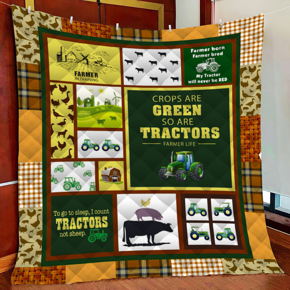 Tractor Farmer Fleece Blanket Quilt Blanket