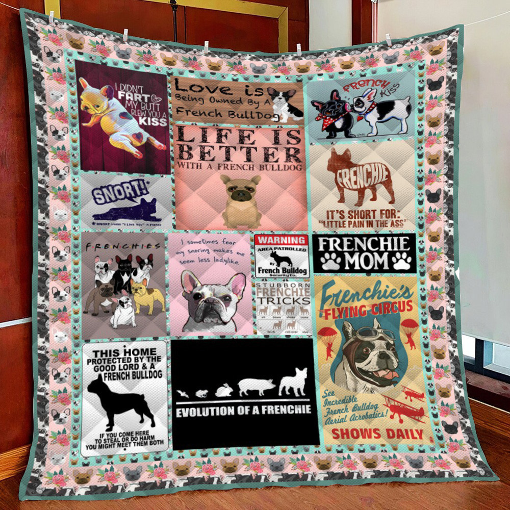 Lif Better With A French Bulldog Fleece Blanket Quilt Blanket