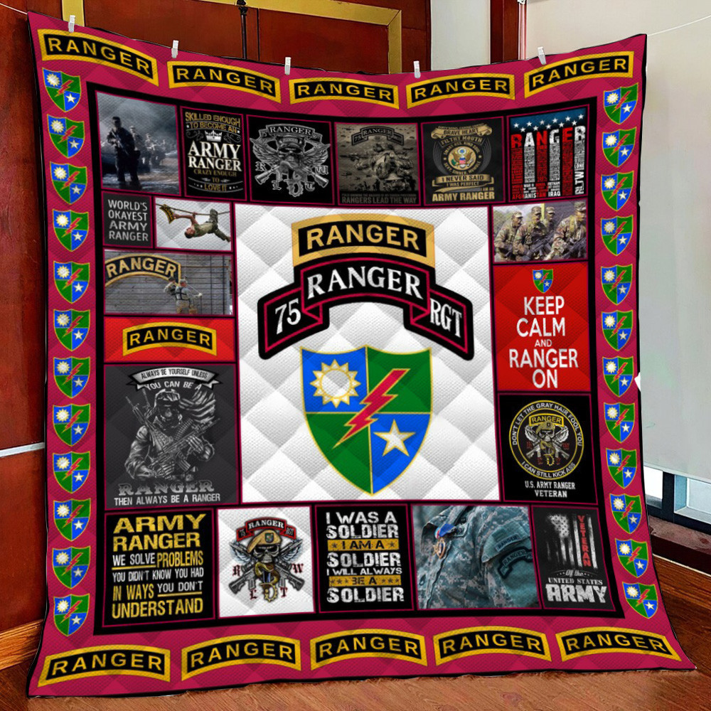 Army Ranger Veteran Fleece Blanket Quilt Blanket