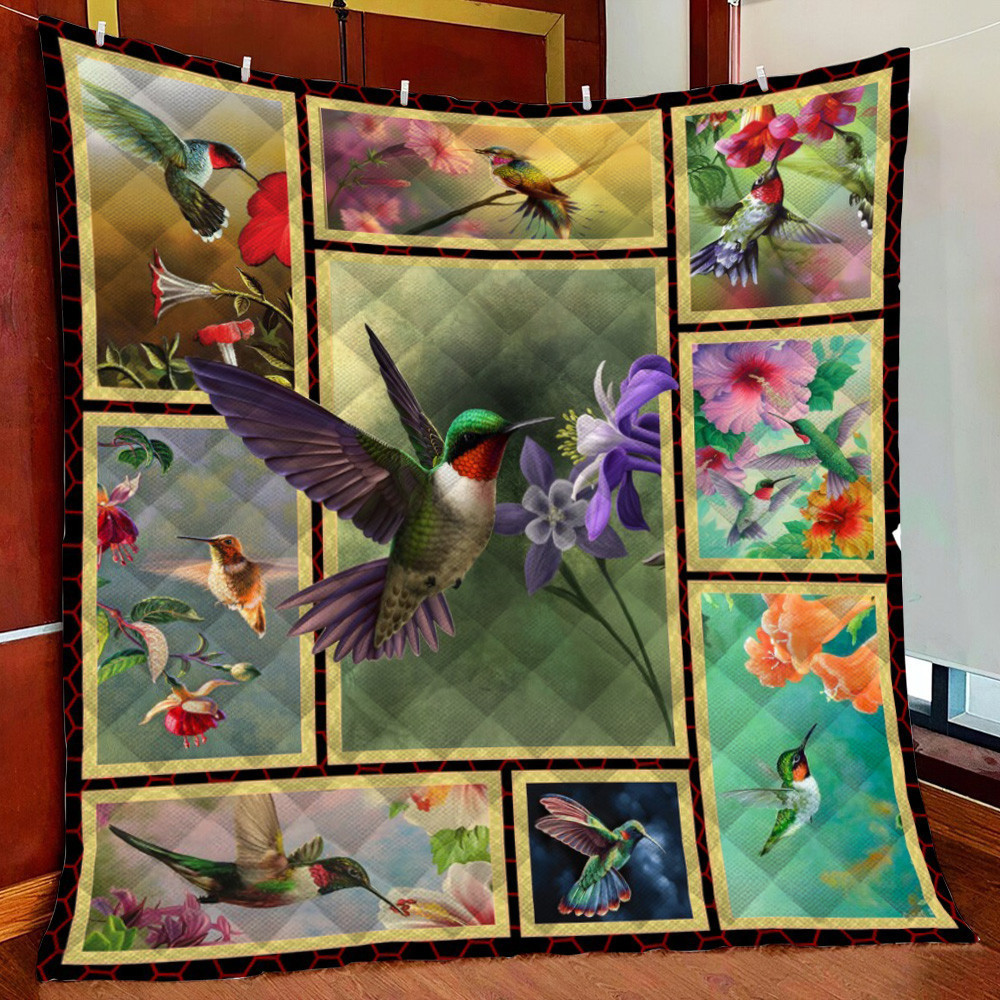 Hummingbird Ver3 Fleece Blanket Quilt Blanket