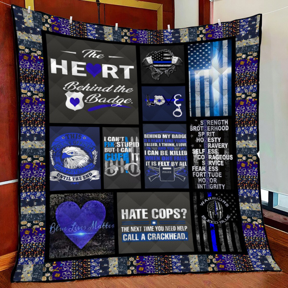 Police Thin Blue Line Fleece Blanket Quilt Blanket