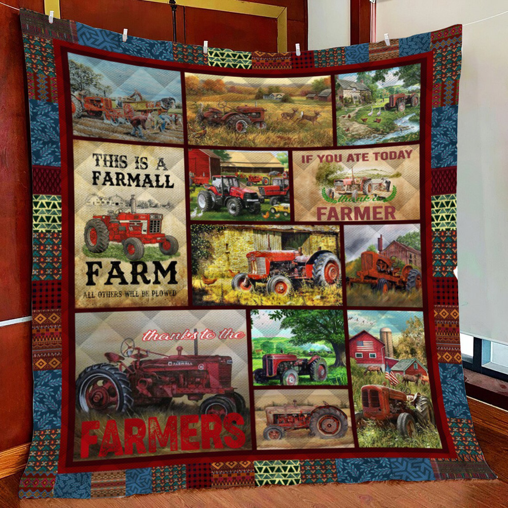 Is A Farmall Farm All Ot Will Be Plowed Fleece Blanket Quilt Blanket