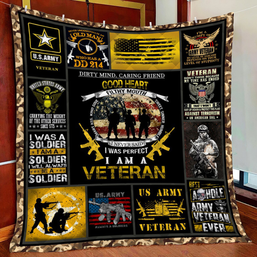 U.S. Army Veteran Fleece Blanket Quilt Blanket