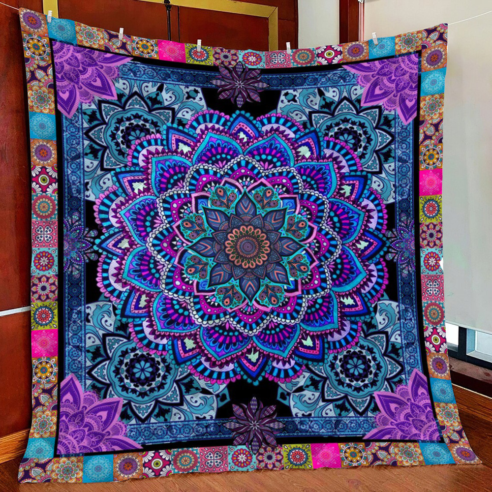 Mandala Ver2 Fleece Blanket Quilt Blanket For Bed