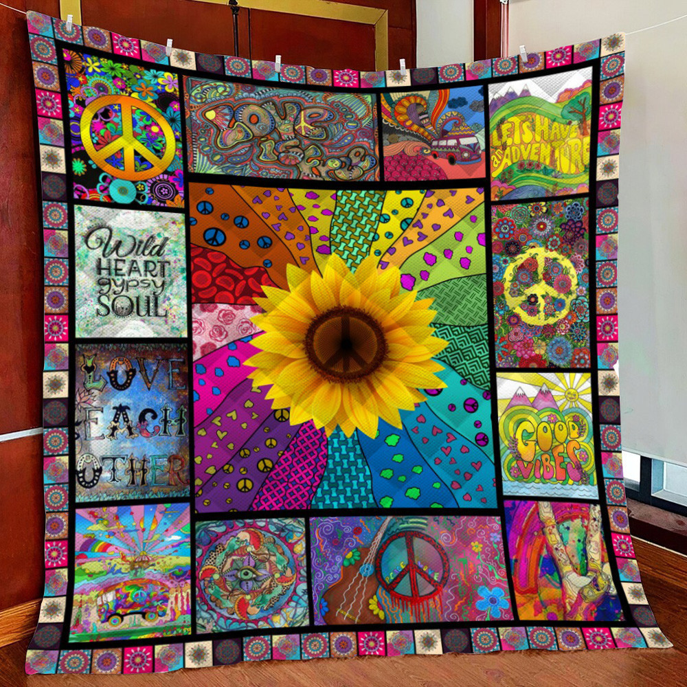Hippie Fleece Blanket Quilt Blanket For Bed