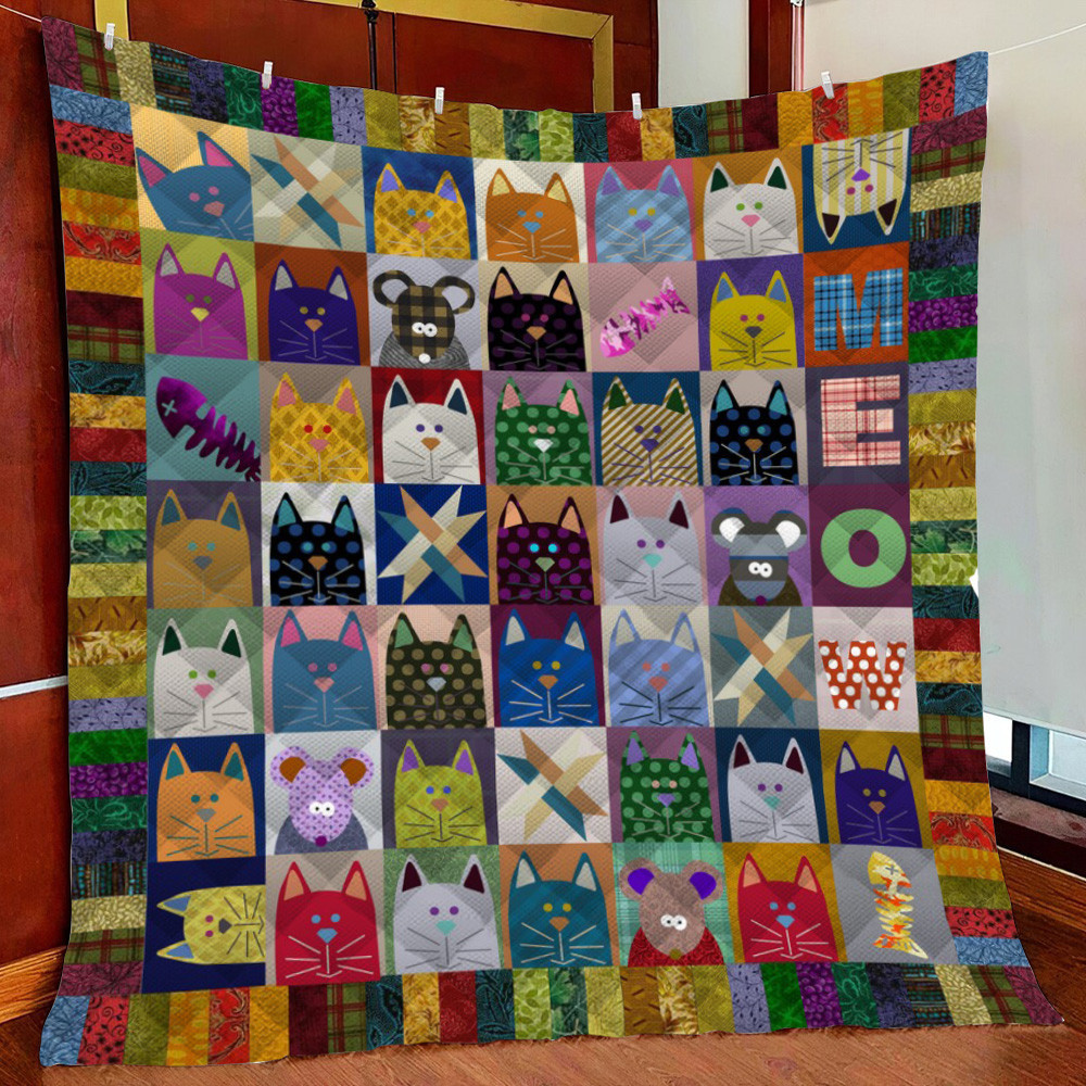 Cat Meow Fleece Blanket Quilt Blanket