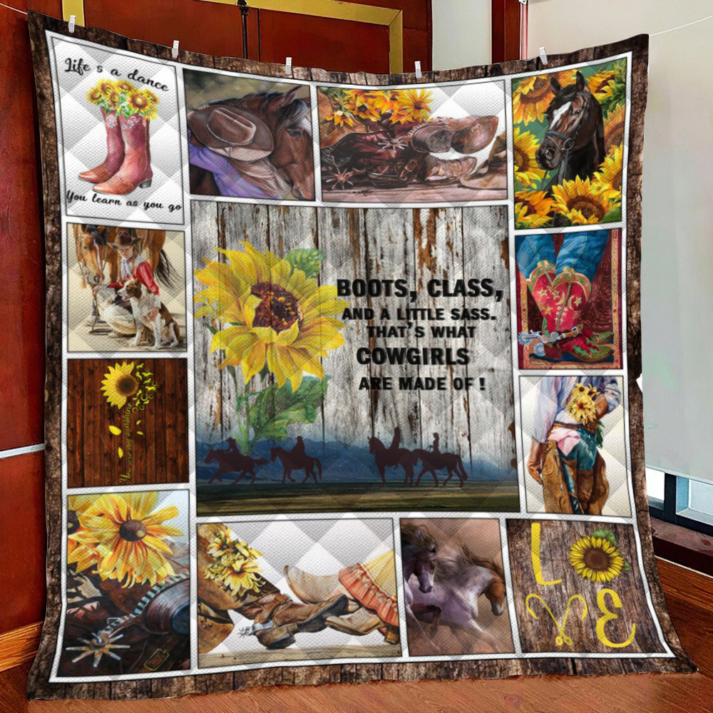 Sunflower Cowg Fleece Blanket Quilt Blanket