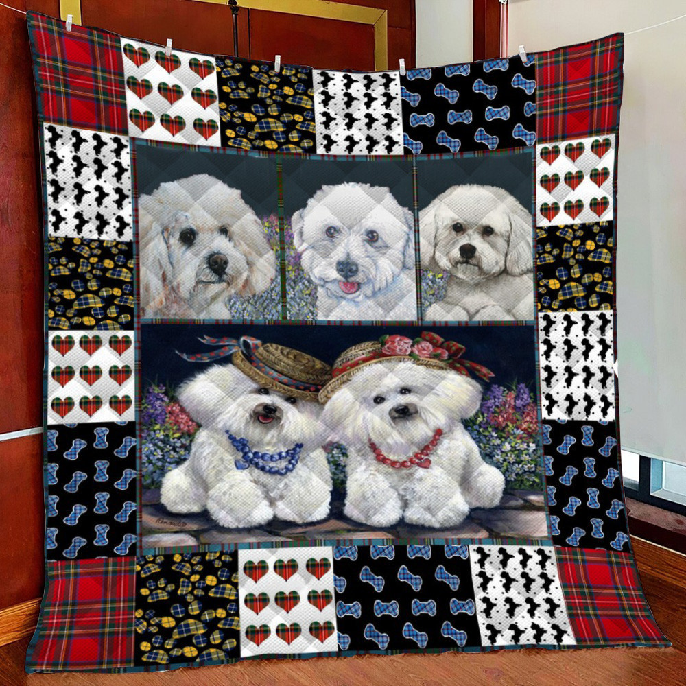 Cute Bichon e Dog 3D Fleece Blanket Quilt Blanket For Bed