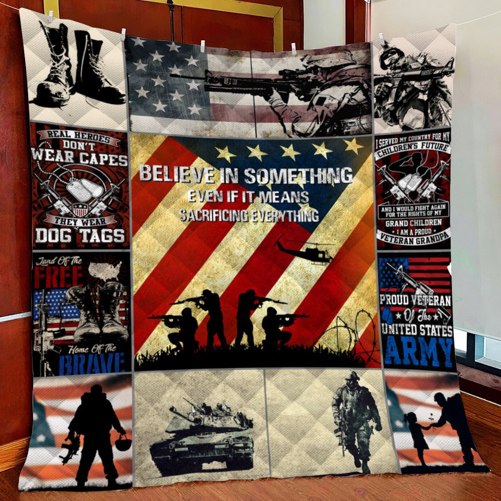 Proud Veteran Of Th Army -Fleece Blanket Quilt Blanket