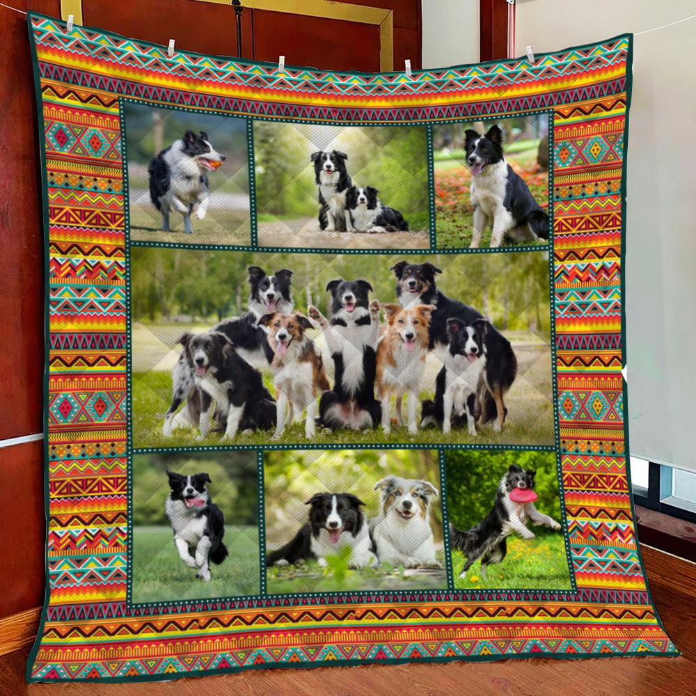 Border Collie 8 Fleece Blanket Quilt Blanket