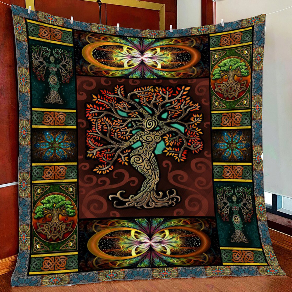 Celtic Tree Of Life Fleece Blanket Quilt Blanket