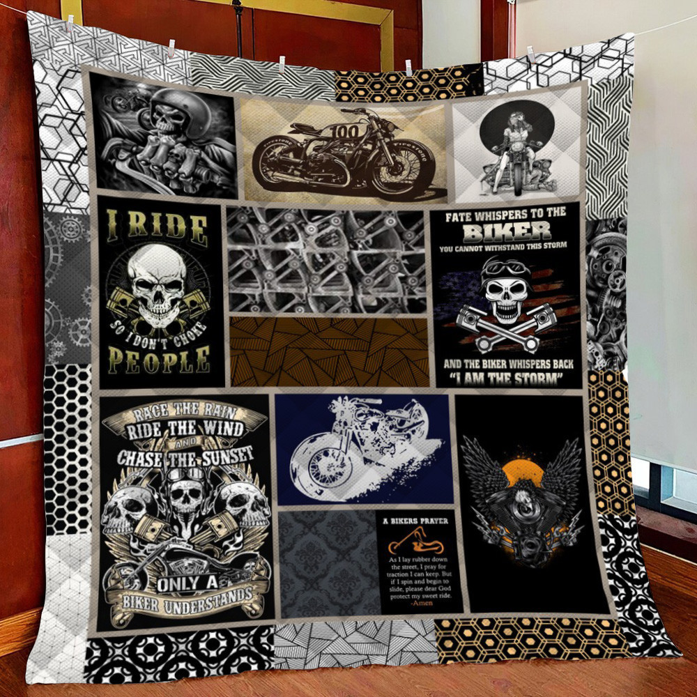 Motorcycle Biker Fleece Blanket Quilt Blanket