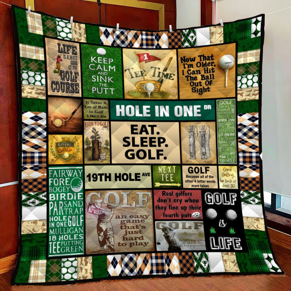 Golf Pattern Vintage Fleece Blanket Quilt Blanket
