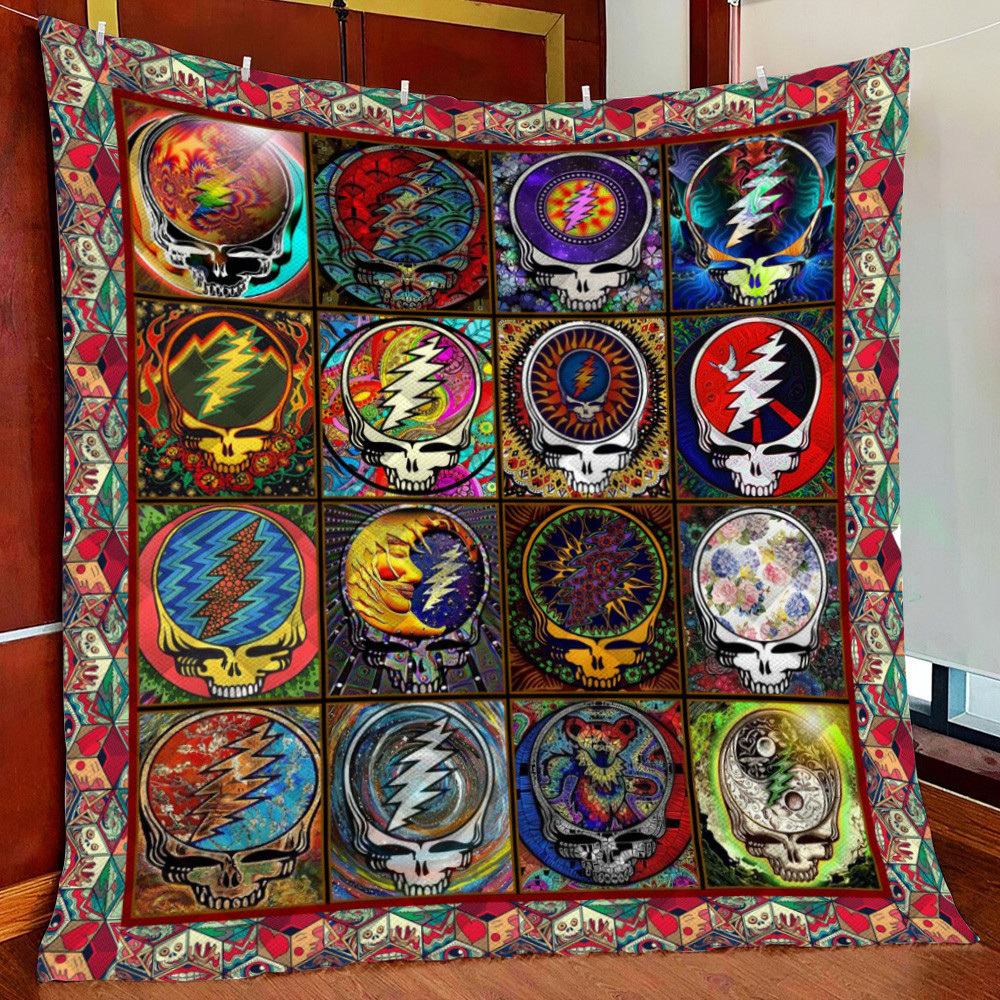 Skull Grateful Deteal Your Face Fleece Blanket Quilt Blanket