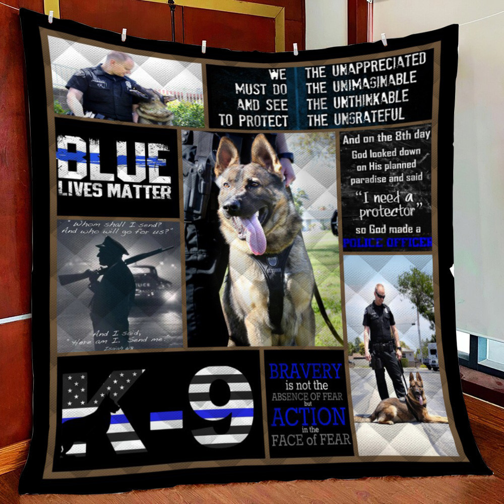 K9 Police Officer 1 Fleece Blanket Quilt Blanket