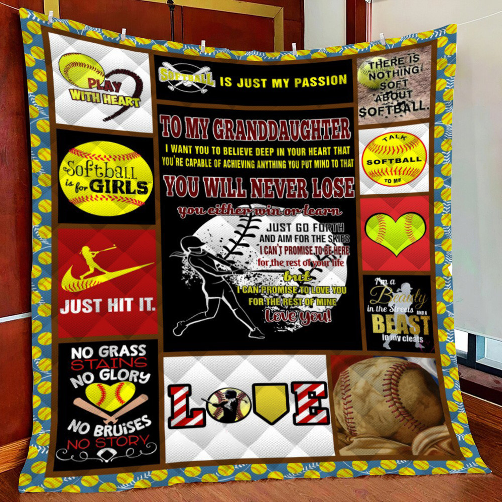 My Granddaughter ???? oftball Pris Fleece Blanket Quilt Blanket