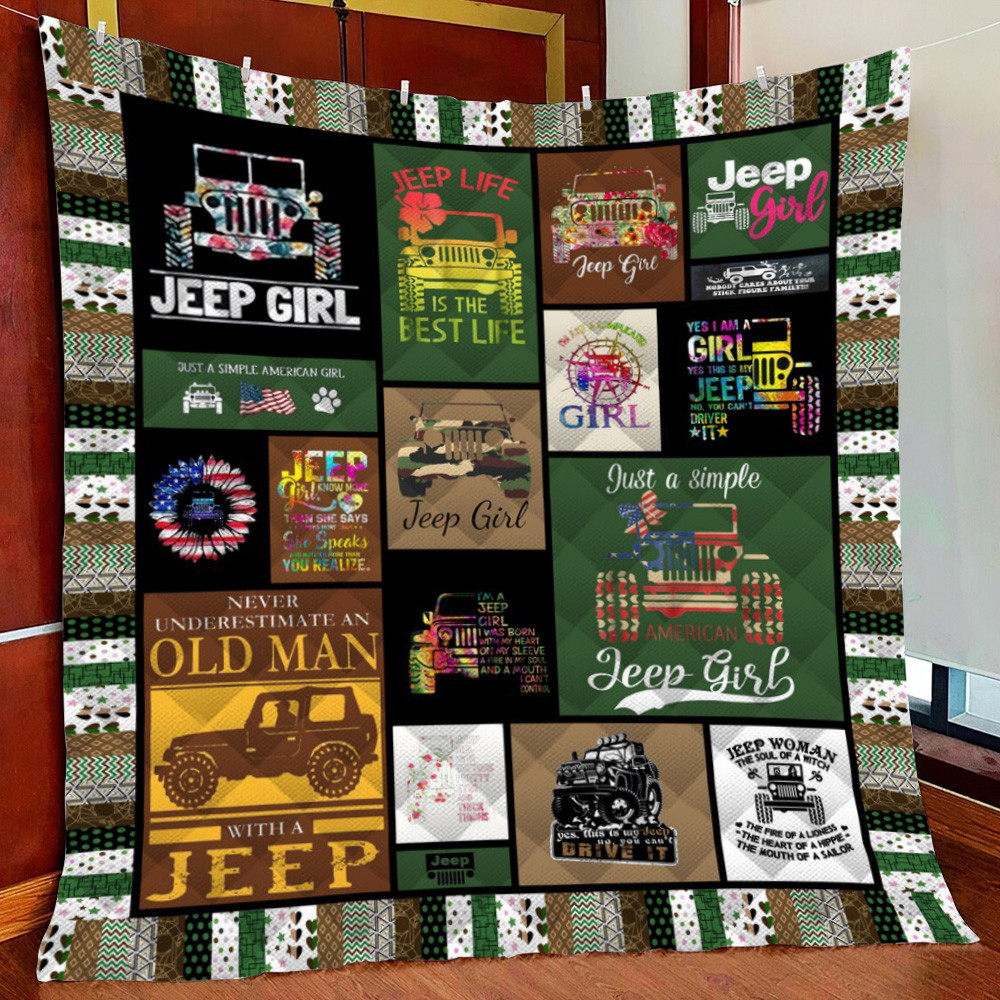 Justimple Jeep Girl Fleece Blanket Quilt Blanket