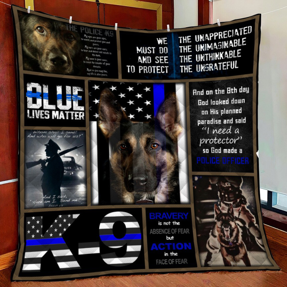 K9 Police Officer Fleece Blanket Quilt Blanket