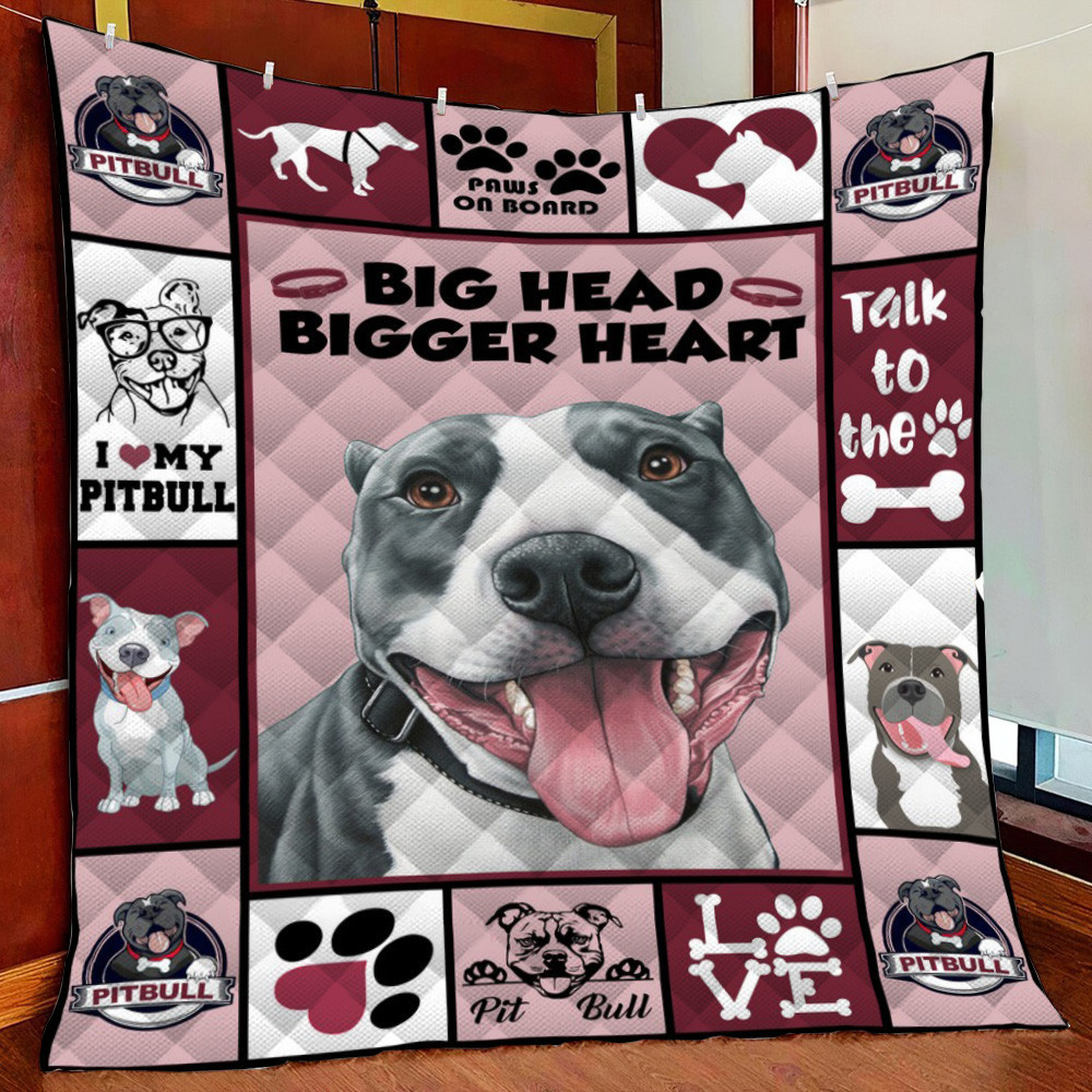 Pitbull ???? Bigger Heart ???? Dog Fleece Blanket Quilt Blanket