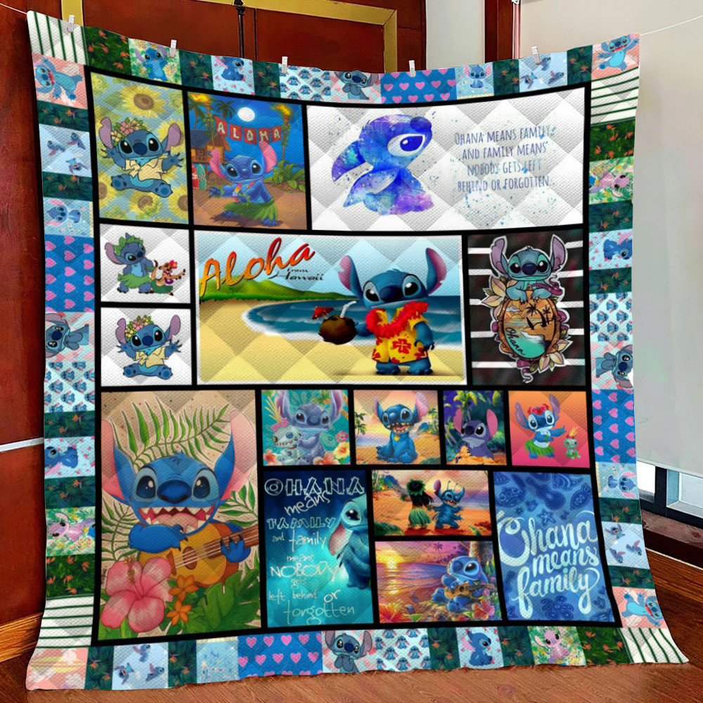 Stitch Aloha Fleece Blanket Quilt Blanket For Bed