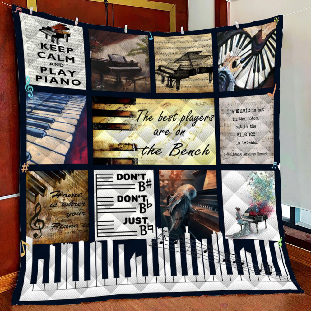 Thet Pla Are On The Bench Piano Fleece Blanket Quilt Blanket